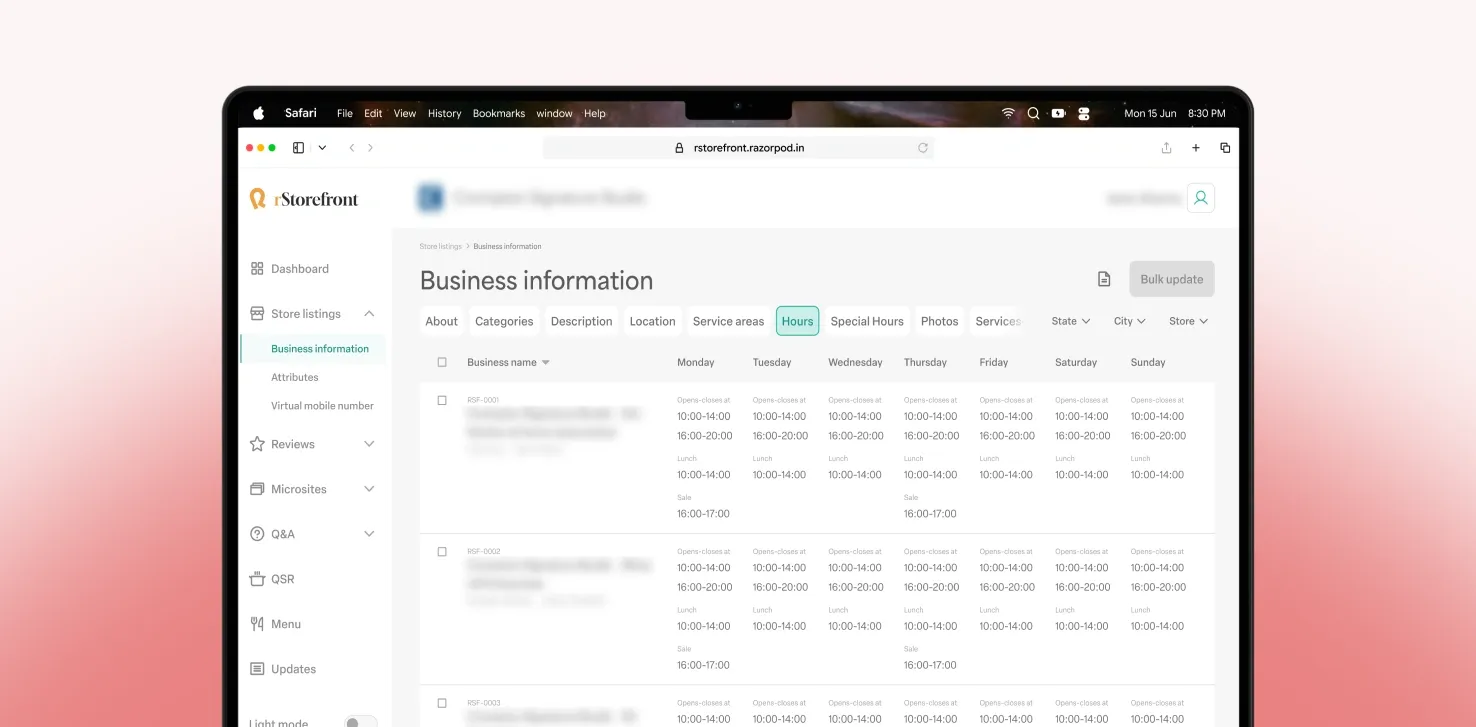 Store listings - Business information - Hours (Light theme)