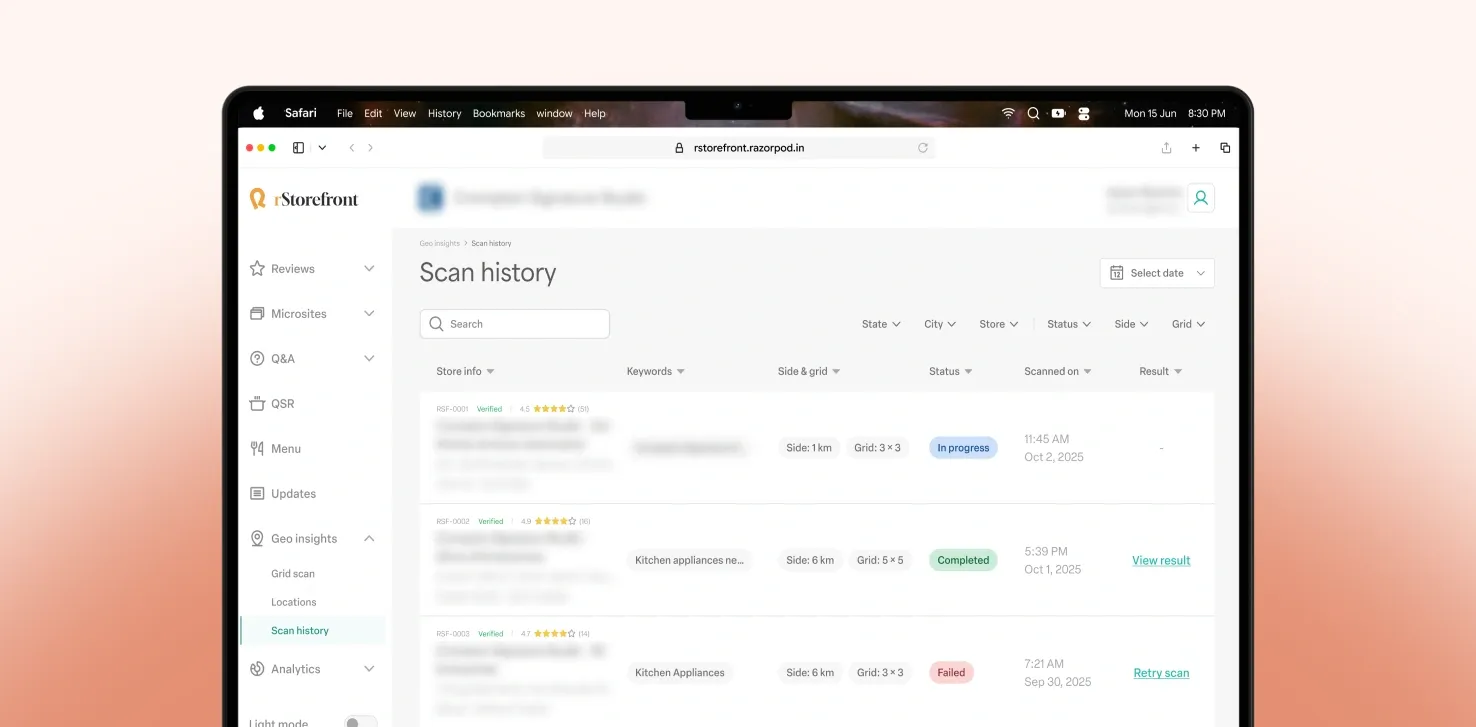 Geo insights - Grid scan (Light theme)